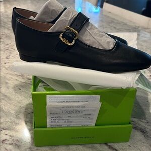 Sam Edelman Black Flats with Gold Buckle